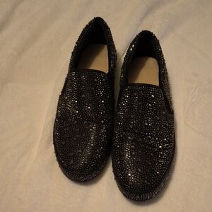 Men's Black Rhinestone Slip-On Loafers